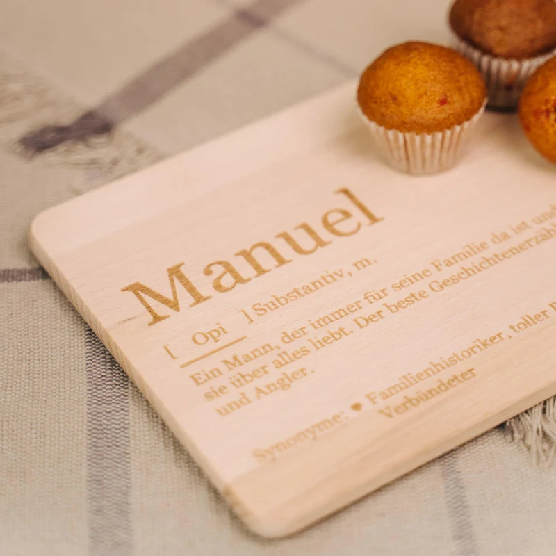 Frühstücksbrettchen mit Gravur - Personalisiert mit Namen - Opi Großvater Lexikon | Holz, Natur, FSC® - Geschenk für Opa zum Geburtstag & Weihnachten