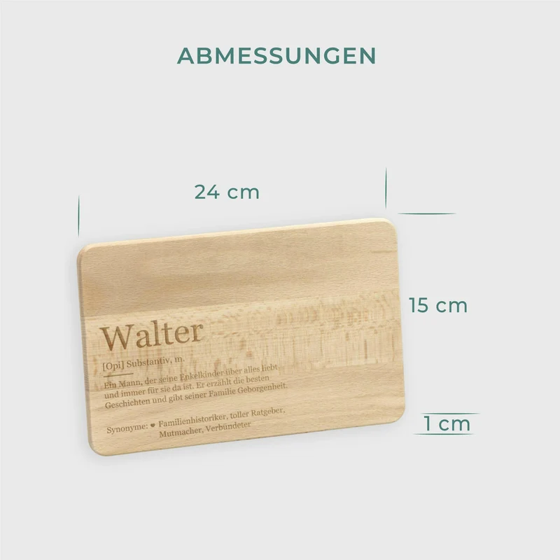 Frühstücksbrettchen mit Gravur - Personalisiert mit Namen - Opi Großvater Lexikon | Holz, Natur, FSC® - Geschenk für Opa zum Geburtstag & Weihnachten