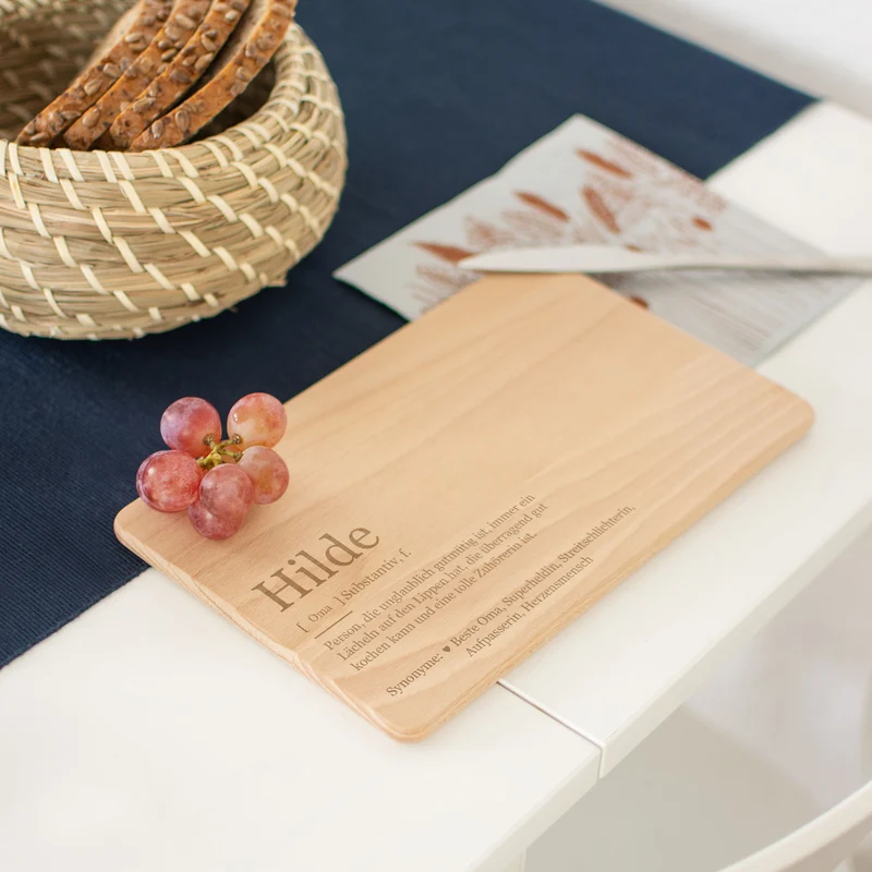 Frühstücksbrettchen mit Gravur - Personalisiert mit Namen - Omi Großmutter Lexikon | Holz, Natur, FSC® - Geschenk für Oma zum Geburtstag & Weihnachten