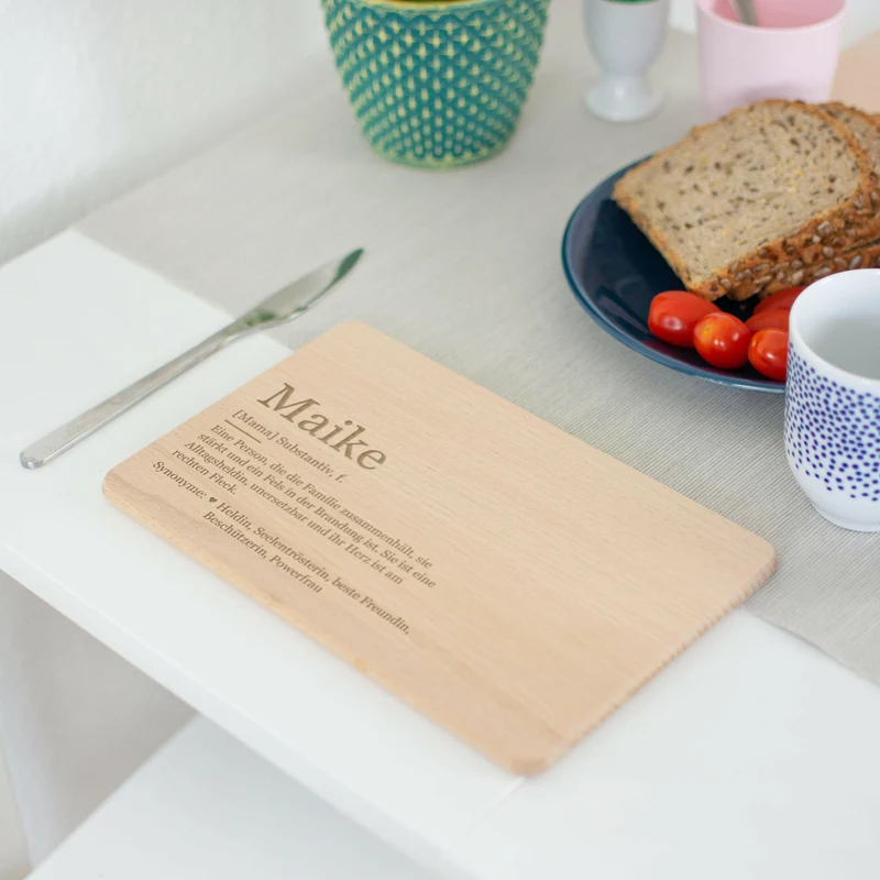 Frühstücksbrettchen mit Gravur - Personalisiert mit Namen - Mama Alltagsheldin Lexikon | Holz, Natur, FSC® - Geschenk zum Muttertag, Geburtstag