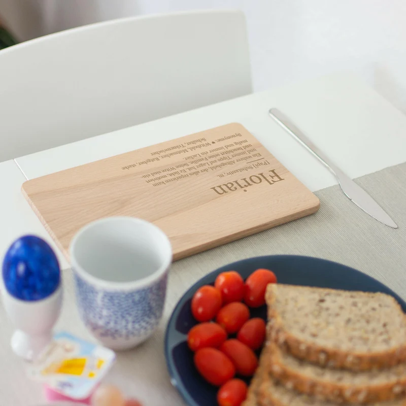Frühstücksbrettchen mit Gravur - Personalisiert mit Namen - Papa Superheld Vater Lexikon | Holz, Natur, FSC® - Geschenk zum Vatertag & Geburtstag