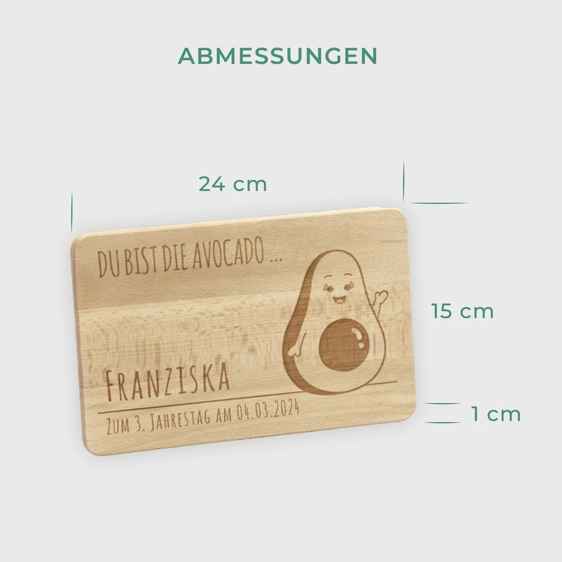 Frühstücksbrettchen mit Gravur Personalisiert - Gravur mit Namen - 2er-Set Avocado & Toast | Romantisches Geschenk für sie und ihn - FSC®