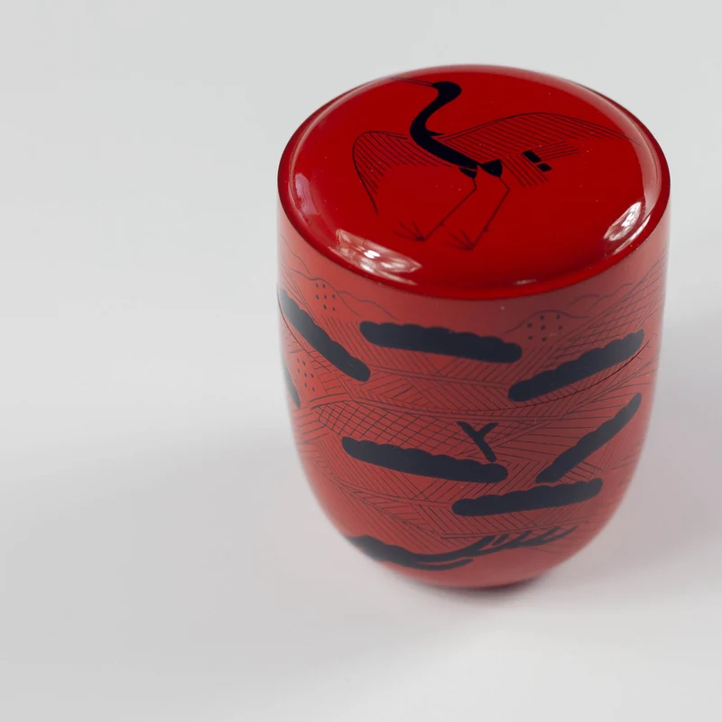 Handmade Lacquered Tea Canister | Horai-e