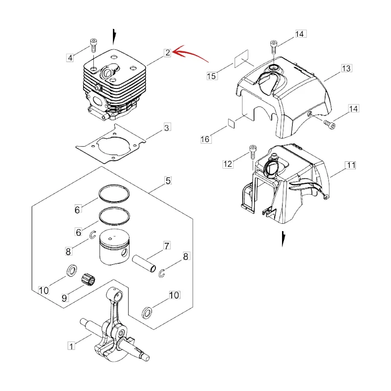 CILINDRO SENZA PISTONE DECESPUGLIATORE ECHO CLS 520ES