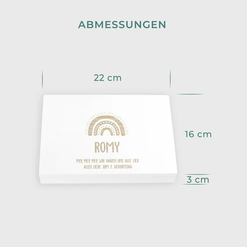 Kinderbesteck mit Namensgravur - Regenbogen Motiv- Besteck mit Namen | Taufgeschenk für Kinder - Geschenk zur Taufe für Jungs & Mädchen, weiß Kiste