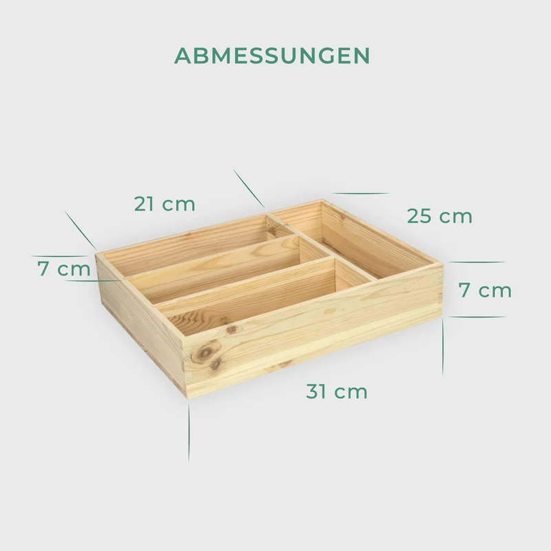 Besteckkasten aus Holz - 4 Fächer