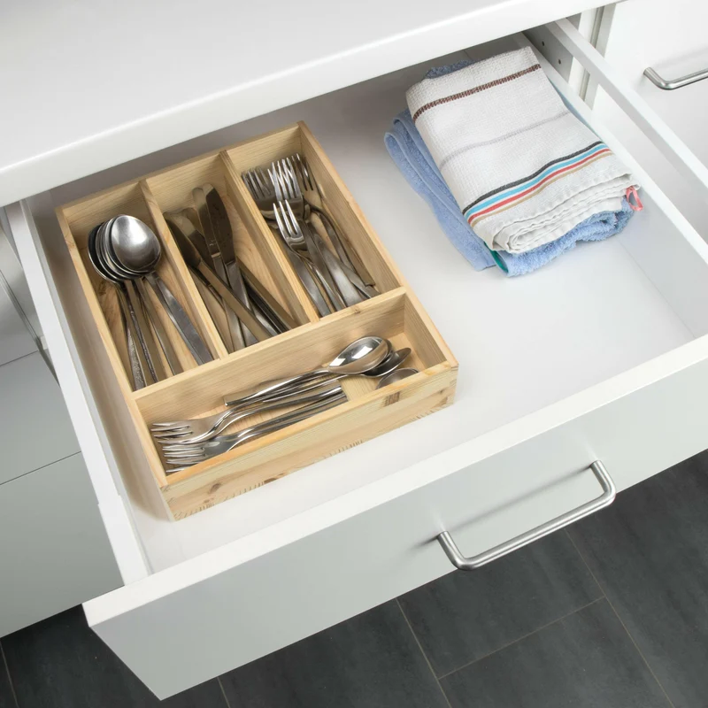 Besteckkasten aus Holz - 4 Fächer