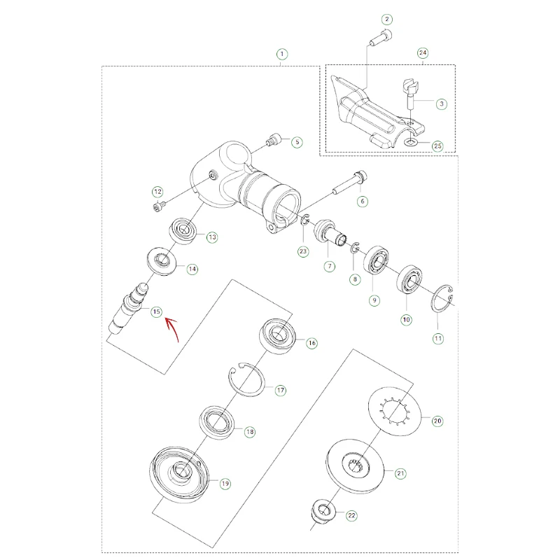 ALBERO PER COPPIA CONICA DECESPUGLIATORE HUSQVARNA 243-253-543-553 E ZENOAH BCZ400 L