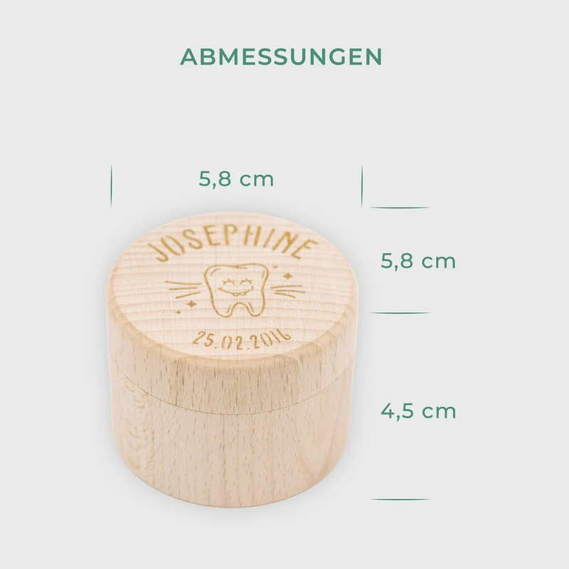 Personalisierte Milchzahndose mit Namen - Runde Zahndose mit Zahn Gravur & Datum | Zahnfee Geschenk für Jungen & Mädchen - Milchzahnbox & Zahnbox
