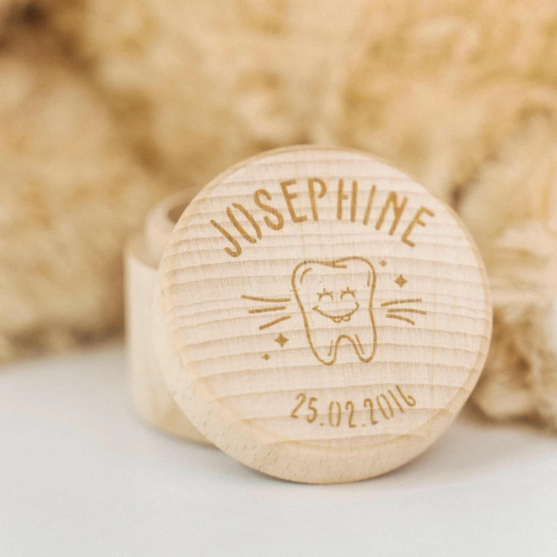 Personalisierte Milchzahndose mit Namen - Runde Zahndose mit Zahn Gravur & Datum | Zahnfee Geschenk für Jungen & Mädchen - Milchzahnbox & Zahnbox