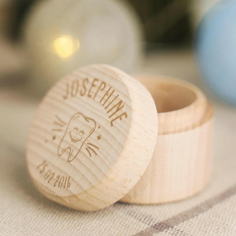 Personalisierte Milchzahndose mit Namen - Runde Zahndose mit Zahn Gravur & Datum | Zahnfee Geschenk für Jungen & Mädchen - Milchzahnbox & Zahnbox