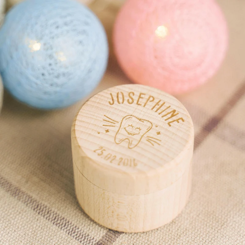 Personalisierte Milchzahndose mit Namen - Runde Zahndose mit Zahn Gravur & Datum | Zahnfee Geschenk für Jungen & Mädchen - Milchzahnbox & Zahnbox