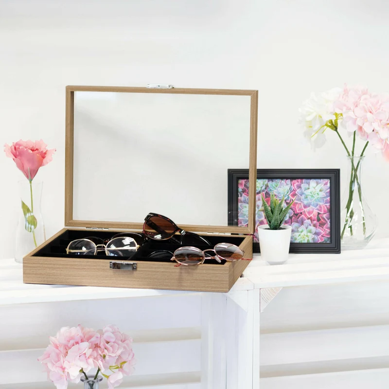 Brillenbox zur Aufbewahrung von 8 Brillen - ca. 35 x 26 x 9 cm - Sonnenbrillen Präsentation Brillendisplay