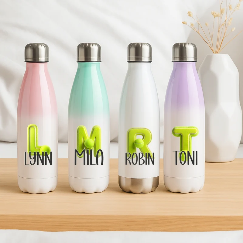 Personalisierte Thermoflasche Kinder mit Namen Tennis für Schule