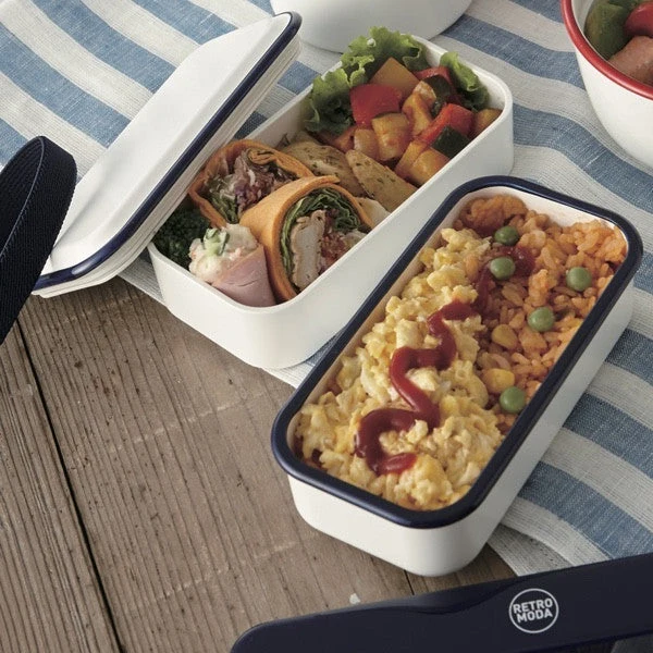 Retro Moda Bento Box | White & Navy