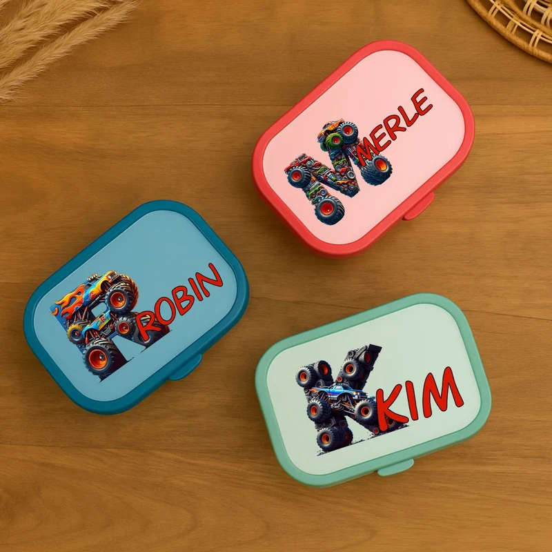Personalisierte Mepal Campus Brotdose mit Namen Monstertruck Motiv