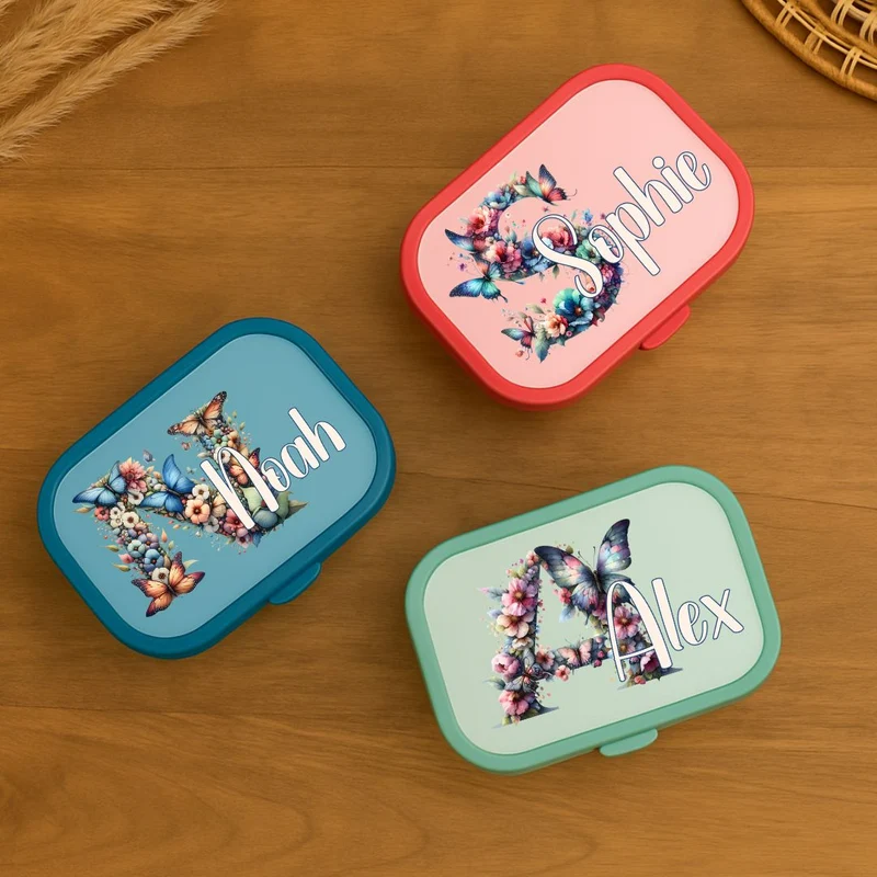 Personalisierte Mepal Campus Brotdose mit Namen Blume Schmetterling