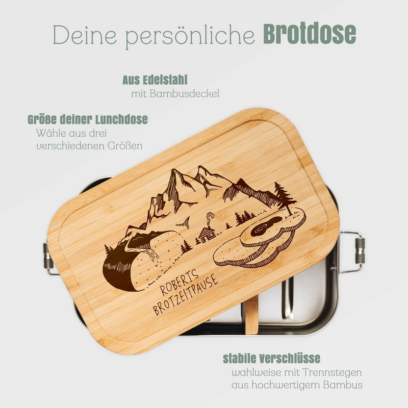 Brotdose Edelstahl - Berge Brotlandschaft