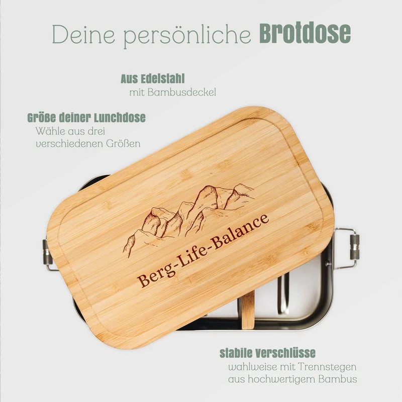 Brotdose Edelstahl - Berg-Life-Balance