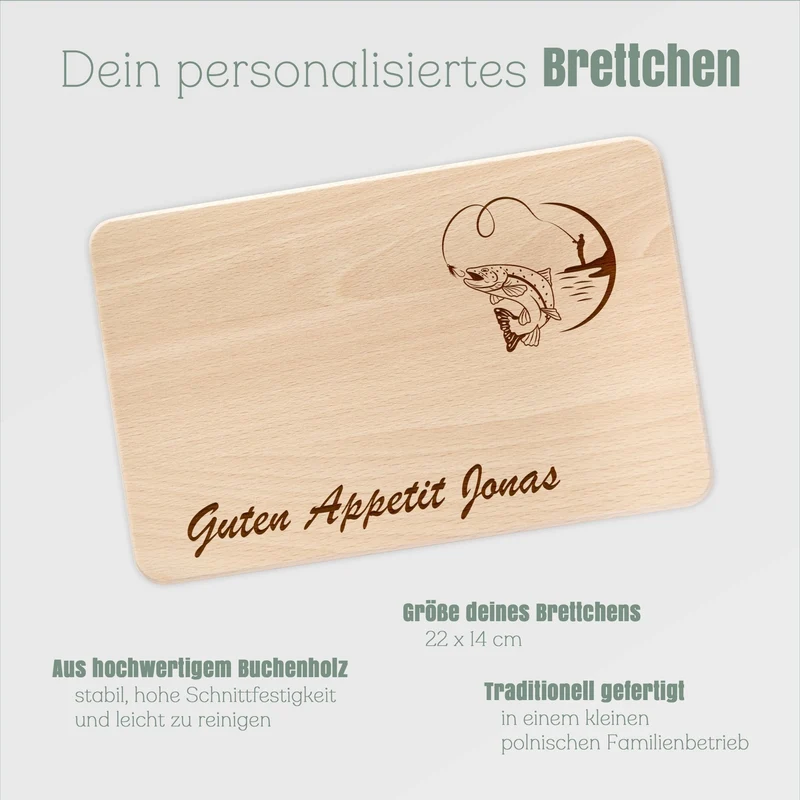 Frühstücksbrett Holz - Angelrute