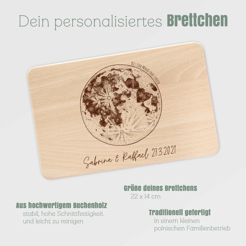 Frühstücksbrett Holz - Bis zum Mond und zurück