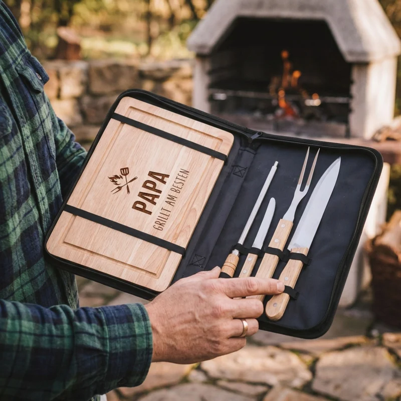 Grillset und Tasche - Papa grillt am Besten