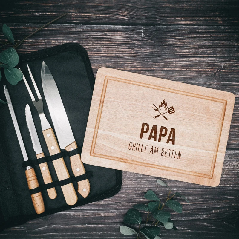 Grillset und Tasche - Papa grillt am Besten