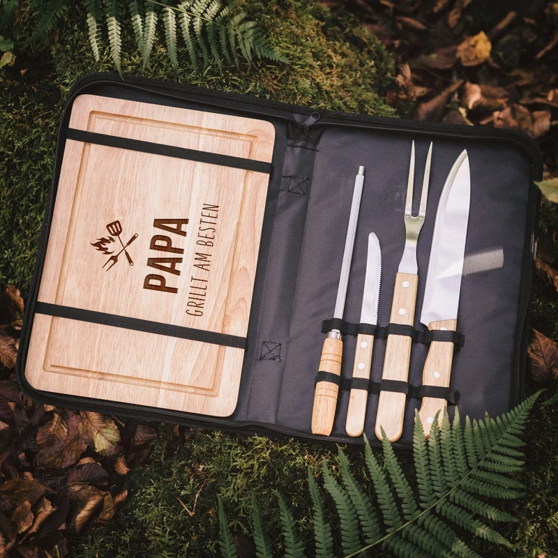 Grillset und Tasche - Papa grillt am Besten