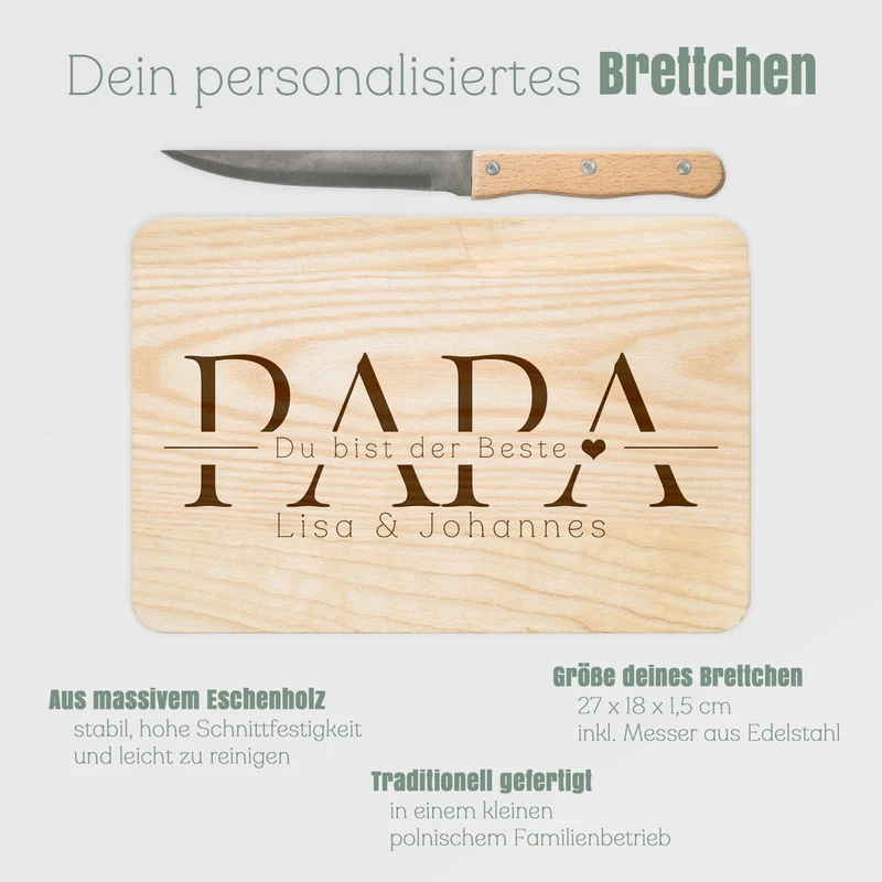 Brotzeitbrett mit Messer - Papa Du bist der Beste