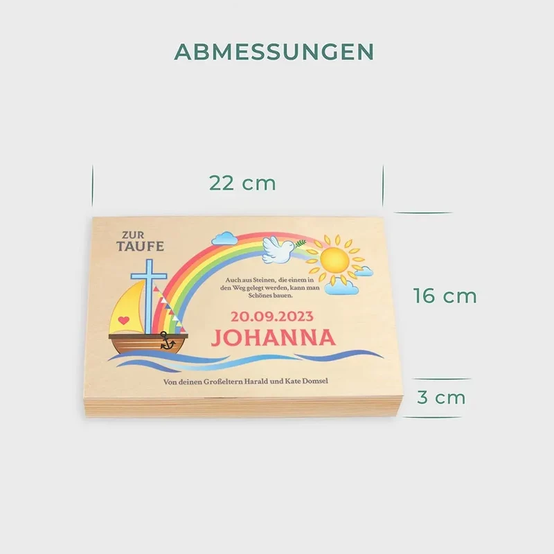 Kinderbesteck personalisiert mit Namen - Besteckset Nach der Sintflut | Taufgeschenk für Kinder - Geschenk zur Taufe für Jungs & Mädchen, natur Kiste