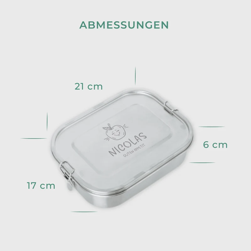 Personalisierte Brotdose für Kinder mit Fächern - Brotdose mit Namen - Obst & Gemüse | Lunchbox mit Trennfächern - Vesperdose für Jungen & Mädchen