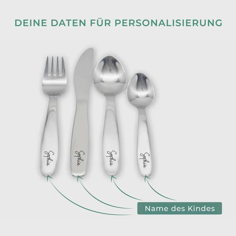Personalisiertes 4-dinge Kinderbesteck mit Gravur - Niers Motiv