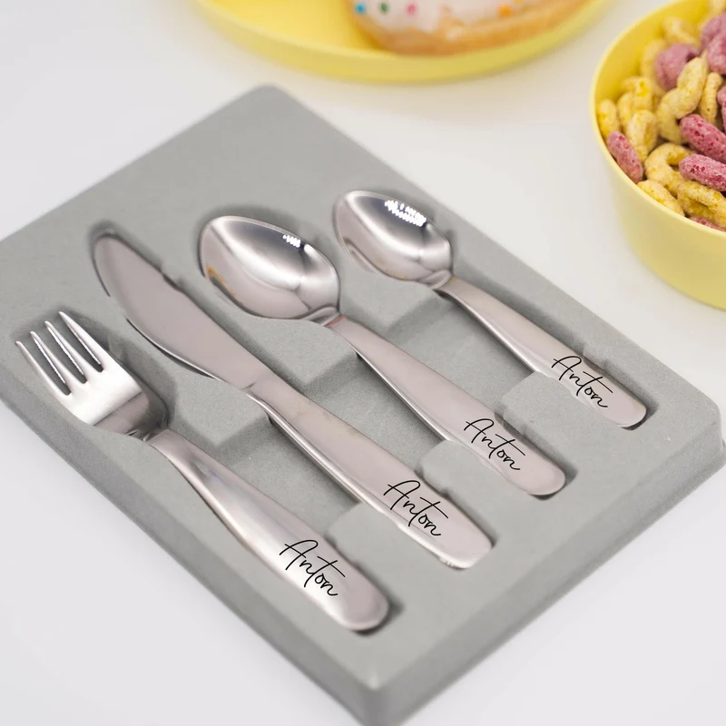 Personalisiertes 4-dinge Kinderbesteck mit Gravur - Niers Motiv