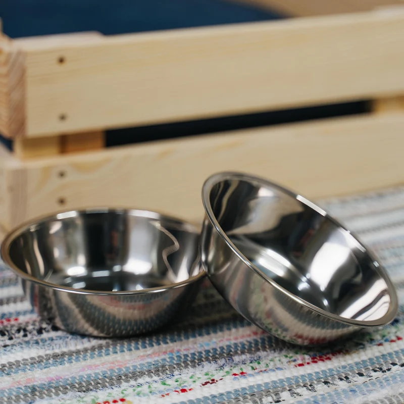 2er Napfset Hundenapf & Katzennapf aus Edelstahl - Futternapf für Hund & Katze | Napf Futterstation Fressnapf für Hunde & Katzen, 2 Futternäpfe Set