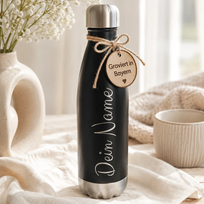 Trinkflasche personalisiert mit Namen – 500ml Edelstahl mit Gravur