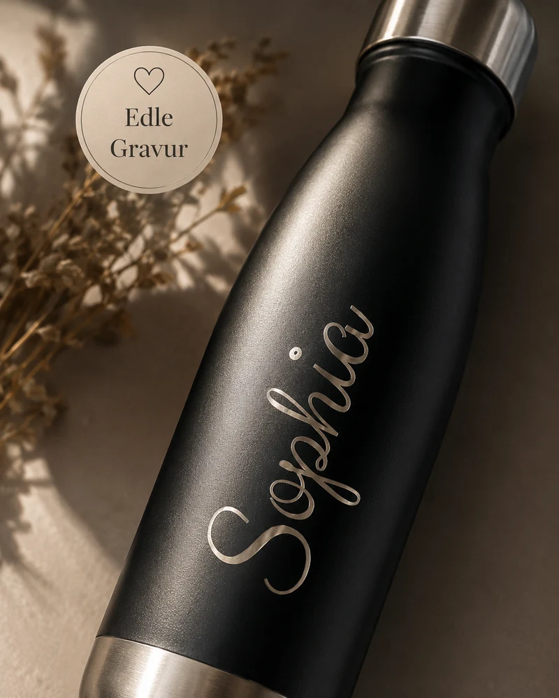 Trinkflasche personalisiert mit Namen – 500ml Edelstahl mit Gravur