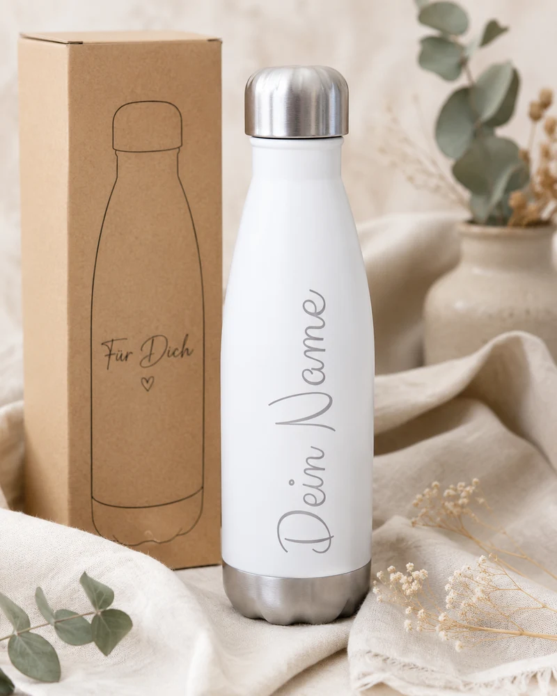 Trinkflasche personalisiert mit Namen – 500ml Edelstahl mit Gravur