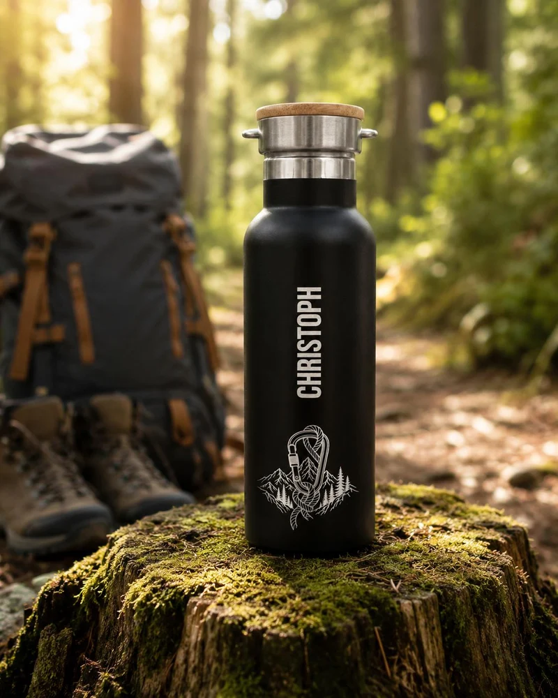 Personalisierte Thermoflasche mit Namen – Edelstahl Isolierflasche mit Gravur