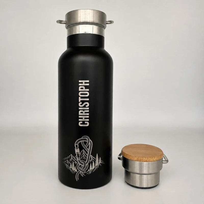 Personalisierte Thermoflasche mit Namen – Edelstahl Isolierflasche mit Gravur