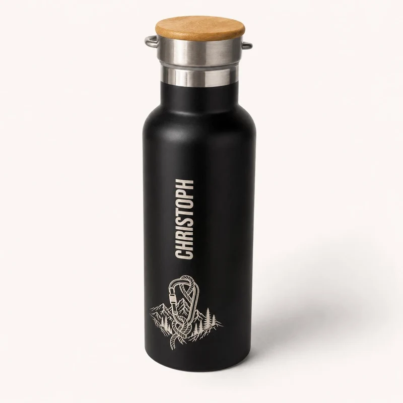 Personalisierte Thermoflasche mit Namen – Edelstahl Isolierflasche mit Gravur