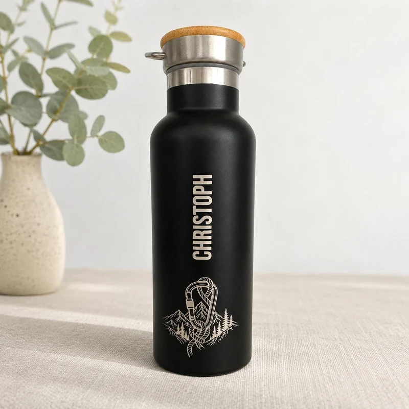 Personalisierte Thermoflasche mit Namen – Edelstahl Isolierflasche mit Gravur