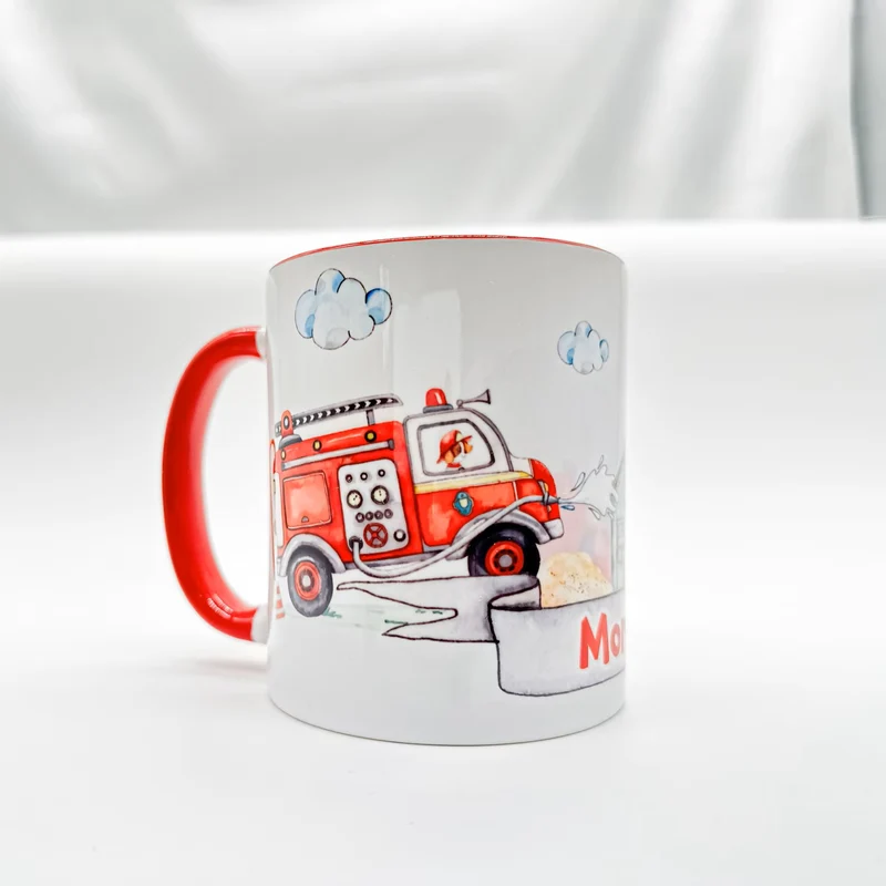 Personalisierte Feuerwehr-Tasse mit Namen – Geschenk für Feuerwehrmann / Feuerwehrfrau