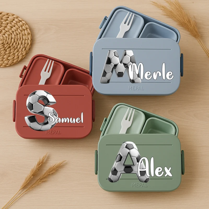 Personalisierte Brotdose mit Namen Fussball Motiv für Kinder