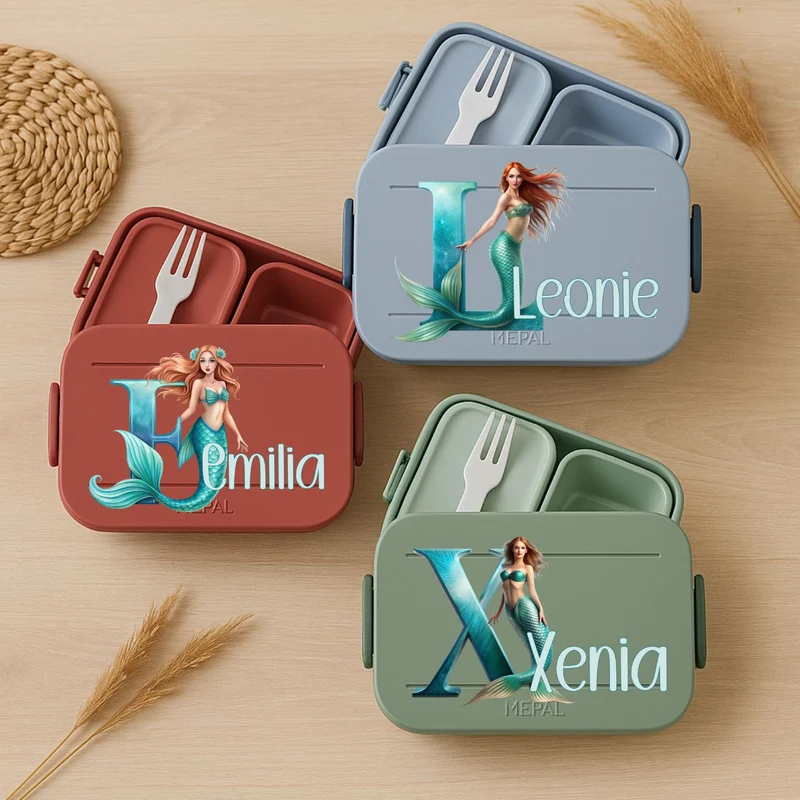 Personalisierte Kinder Brotdose mit Meerjungfrau Design