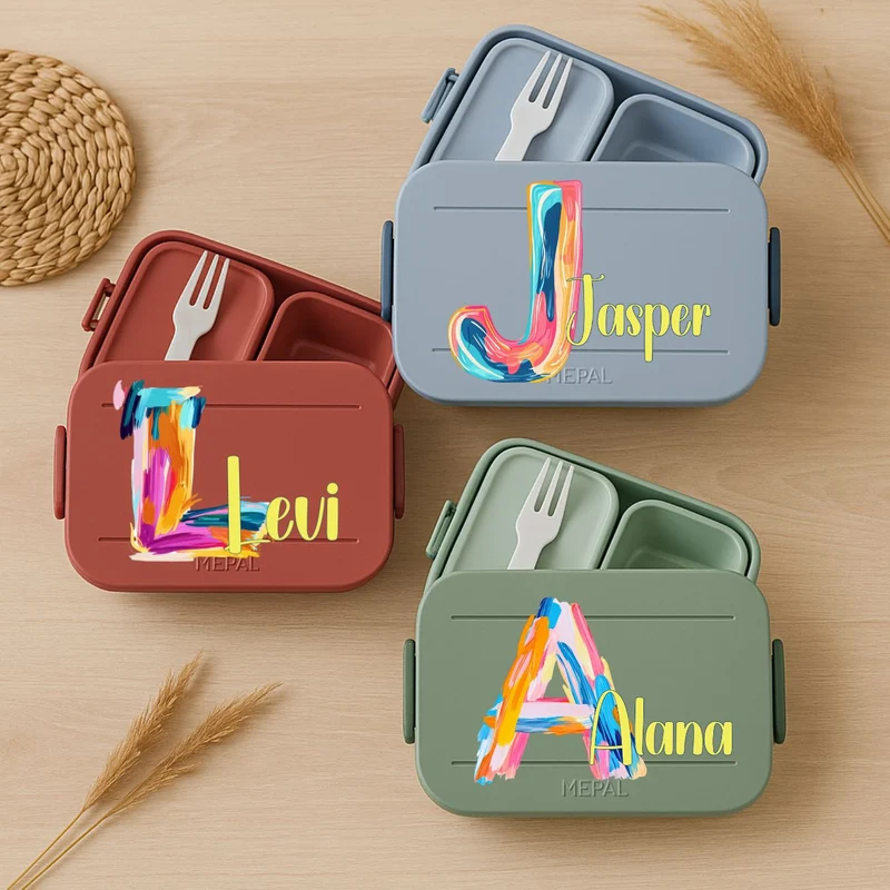 Personalisierte Brotdose mit Namen Ölmalerei für Kinder Kindergarten Schule