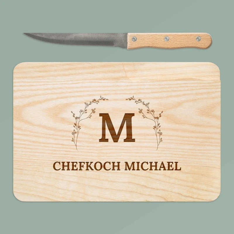 Brotzeitbrett mit Messer - Chefkoch Zweige