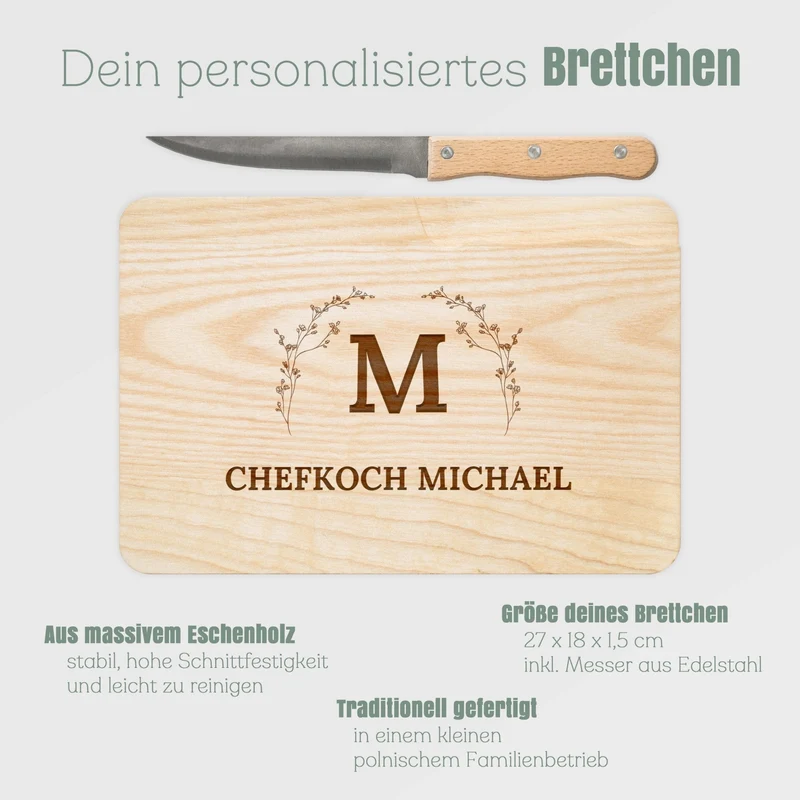 Brotzeitbrett mit Messer - Chefkoch Zweige