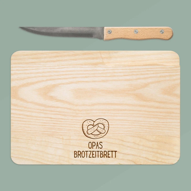 Brotzeitbrett mit Messer - Brezel