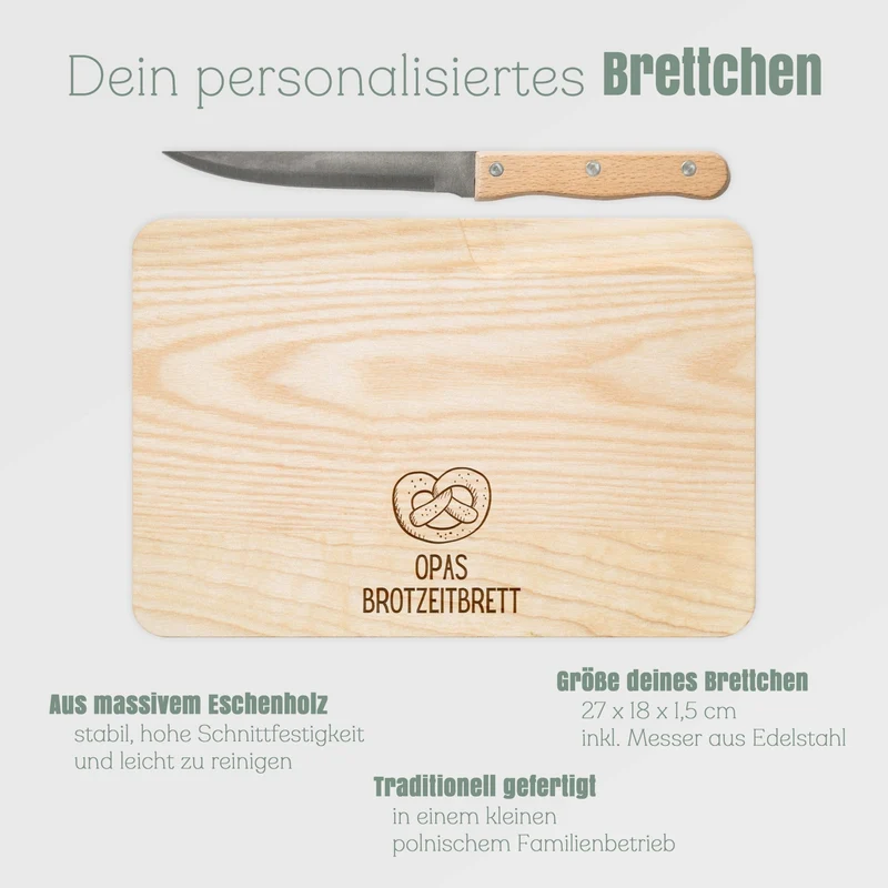 Brotzeitbrett mit Messer - Brezel