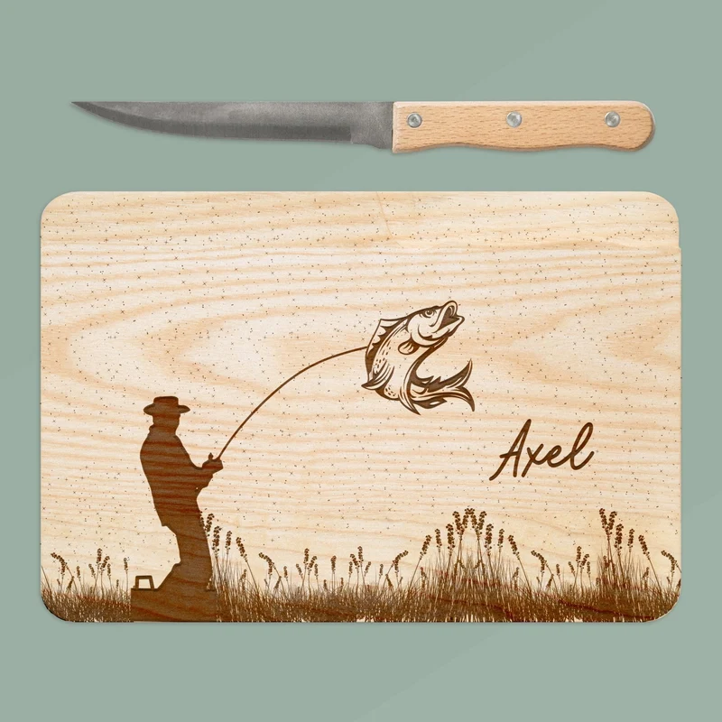 Brotzeitbrett mit Messer - Angler